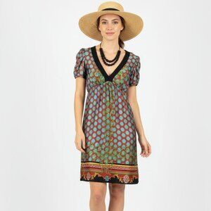 Hale Bob 100% Silk Short Sleeve Polka Dot Print Mini Dress S